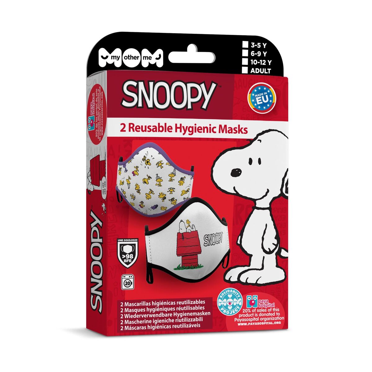 Hygiënisch masker My Other Me 2 Stuks Snoopy
