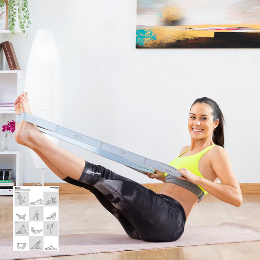 Elastische Fitnessband voor Stretching met oefeninggids Stort InnovaGoods