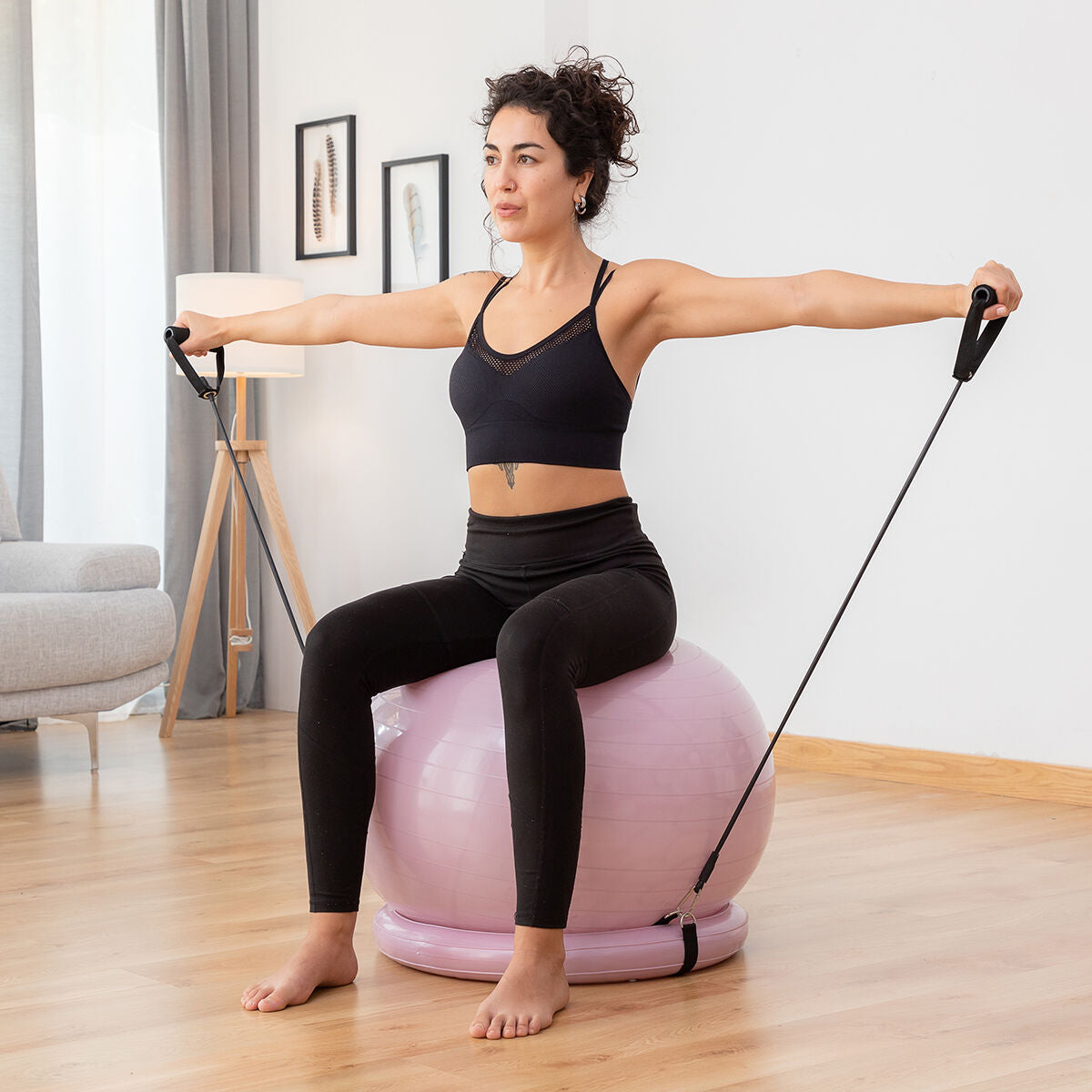 Yogabal met Stabiliteitsring en Weerstandsbanden Ashtanball InnovaGoods