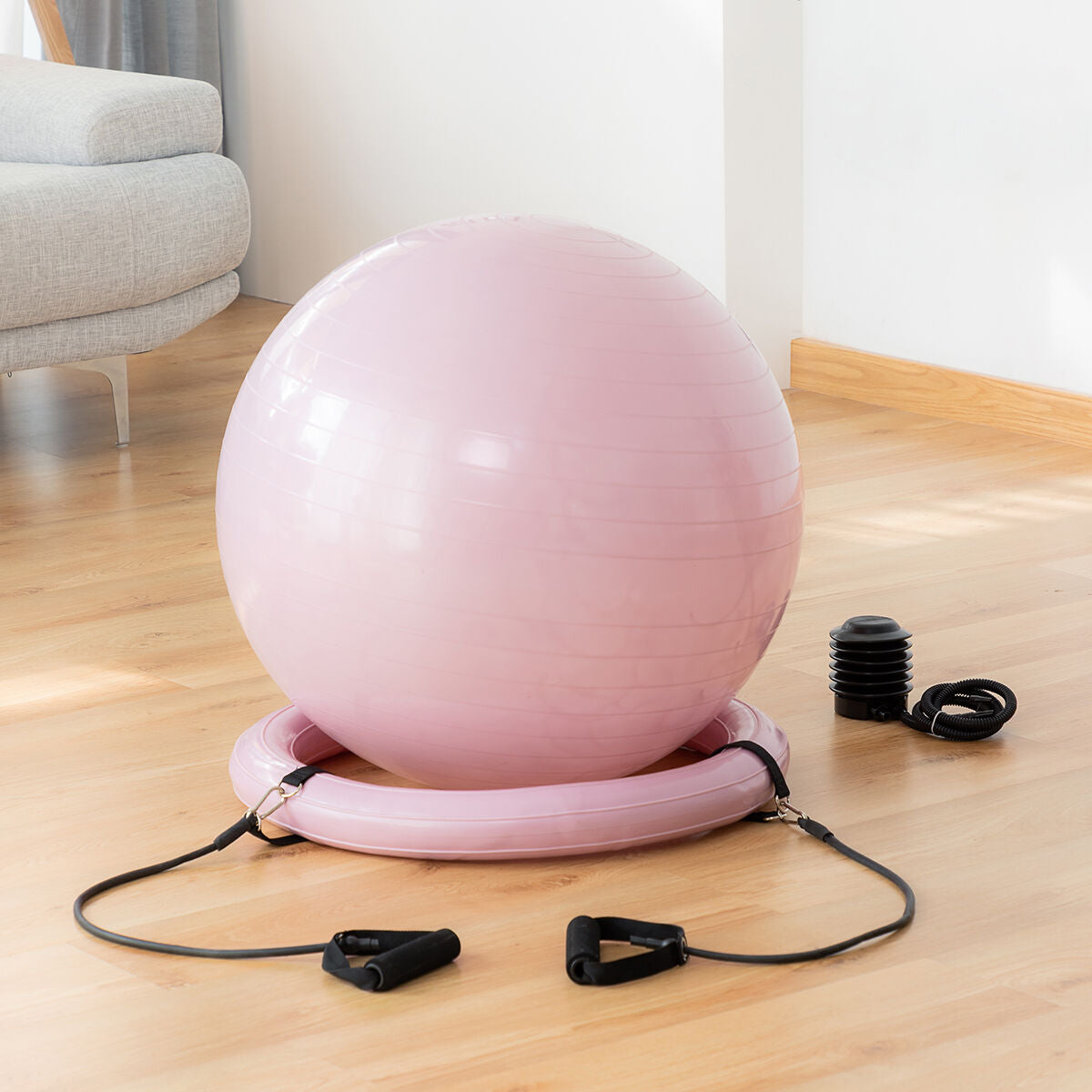 Yogabal met Stabiliteitsring en Weerstandsbanden Ashtanball InnovaGoods