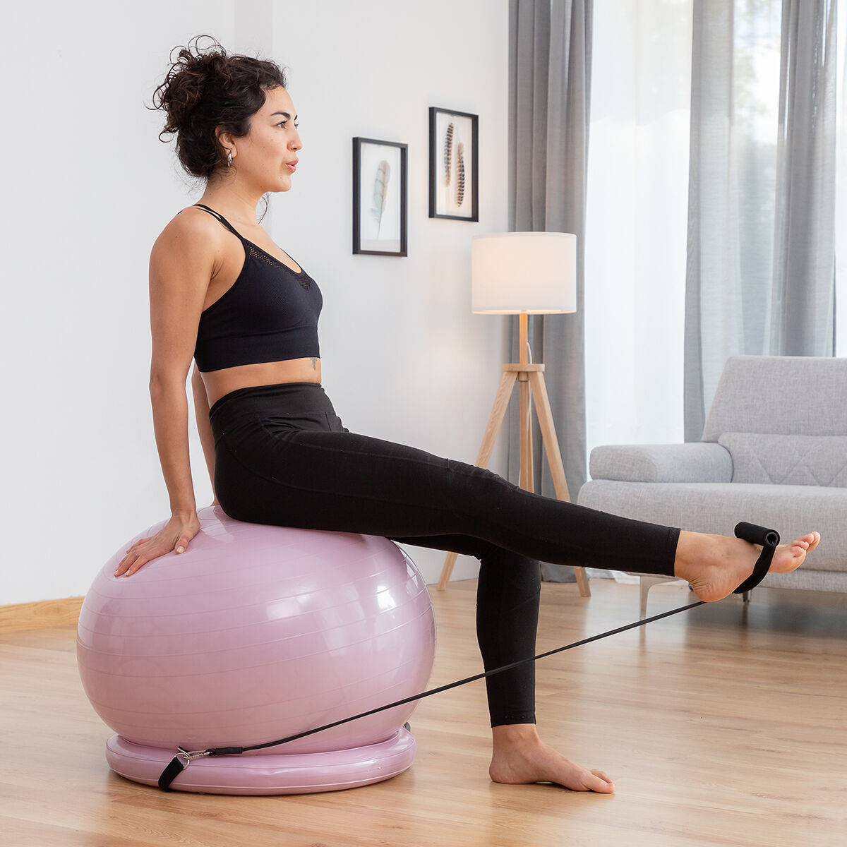 Yogabal met Stabiliteitsring en Weerstandsbanden Ashtanball InnovaGoods