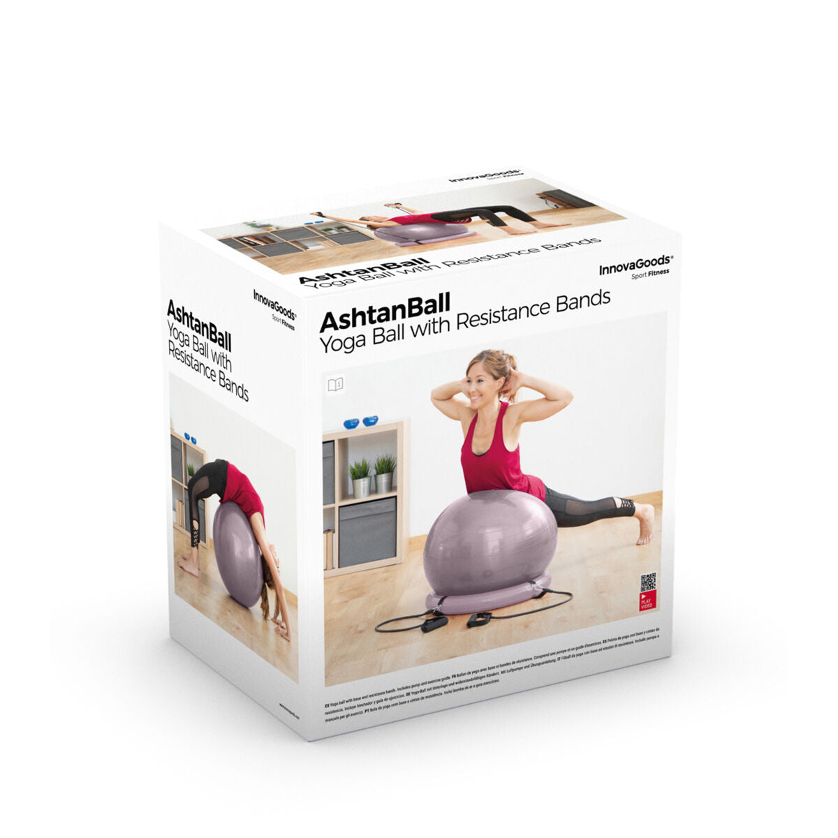 Yogabal met Stabiliteitsring en Weerstandsbanden Ashtanball InnovaGoods