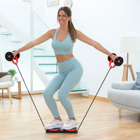 InnovaGoods Buiktrainer met roterende schijven, elastische banden en oefengids Twabanarm
