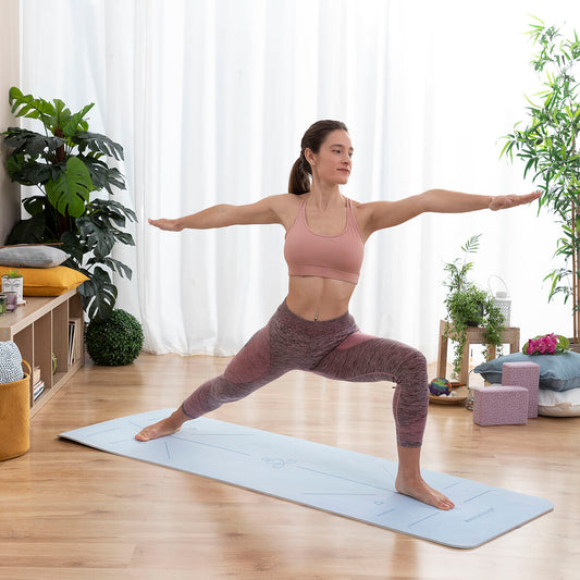 Anti-slip Fitnessmat met Positielijnen en Oefengids Asamat InnovaGoods