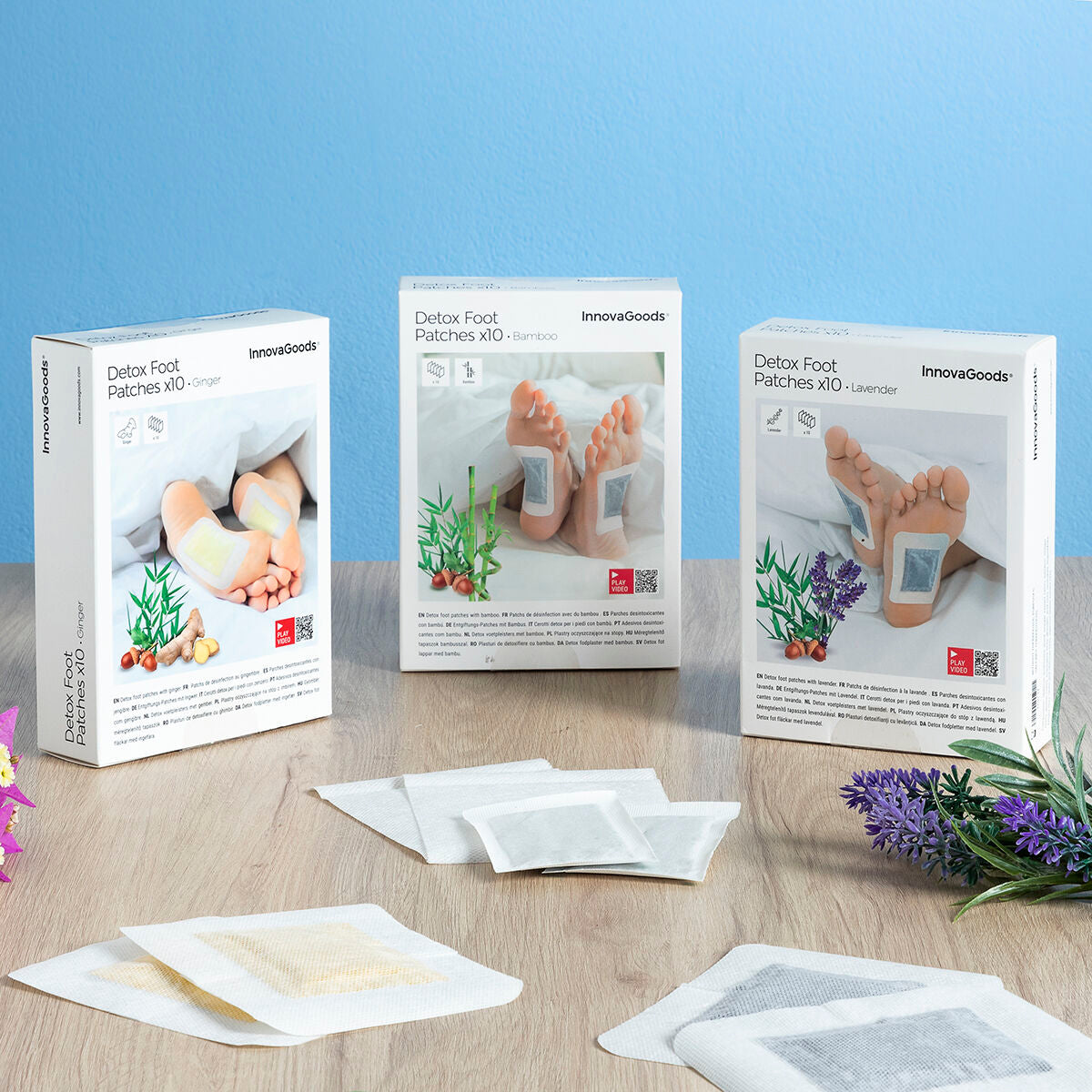 Detox-Patches voor Voeten Bamboo InnovaGoods 10 Stuks